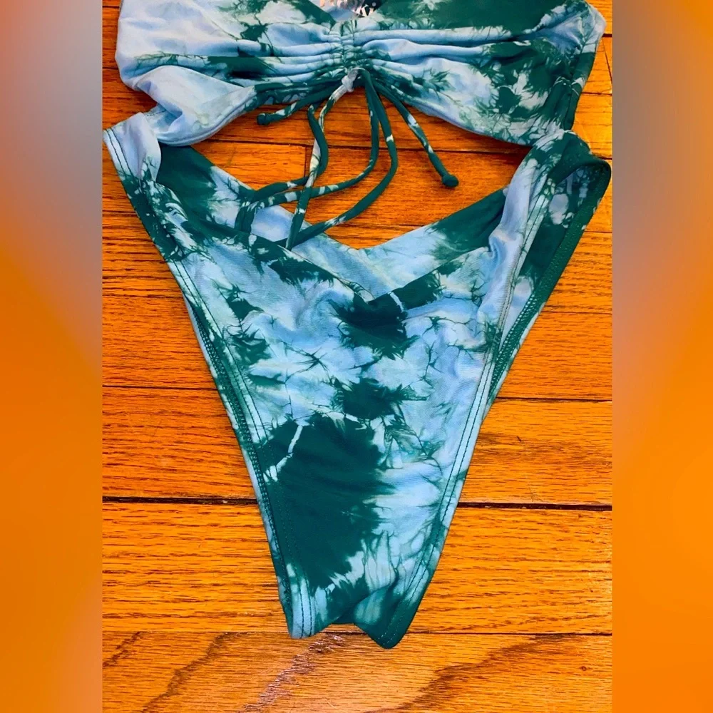 Frankie's Bikinis Teal & Light Blue Tie-Dye One-Piece Swimsuit